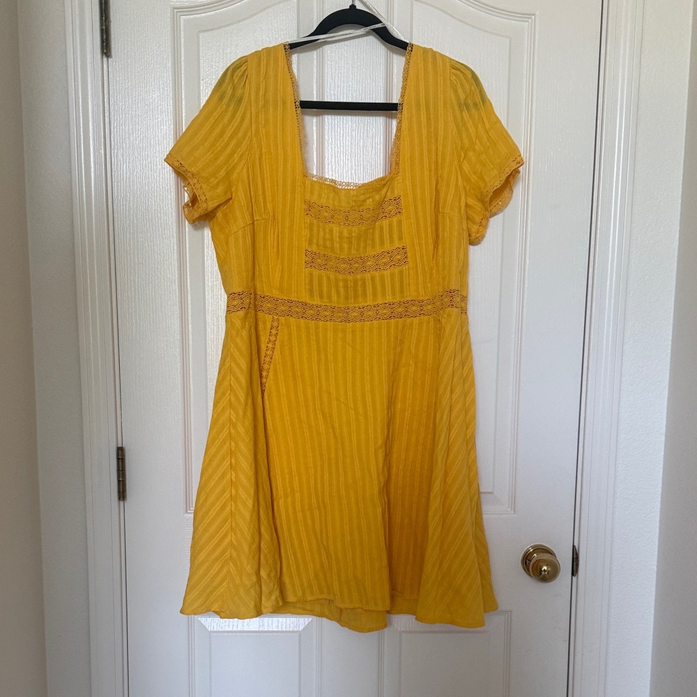 Forever 21 plus Bright Yellow Smocked Waist Dress